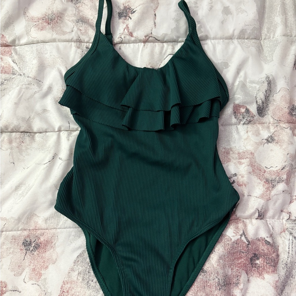 Green Ruffled Swimsuit